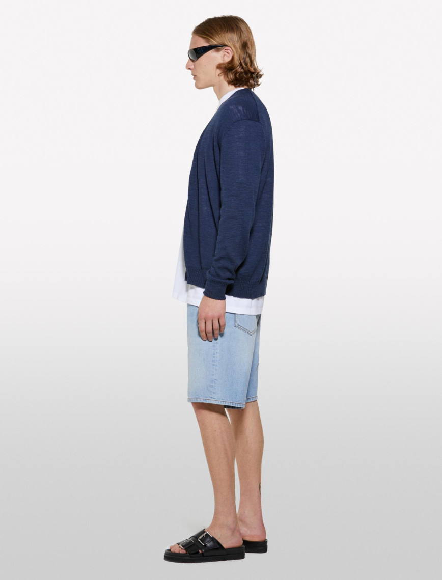 Erkek Lacivert %100 Pamuk Manşet Detaylı Önü Düğmeli Hırka Erkek Lacivert %100 Pamuk Manşet Detaylı Önü Düğmeli Hırka