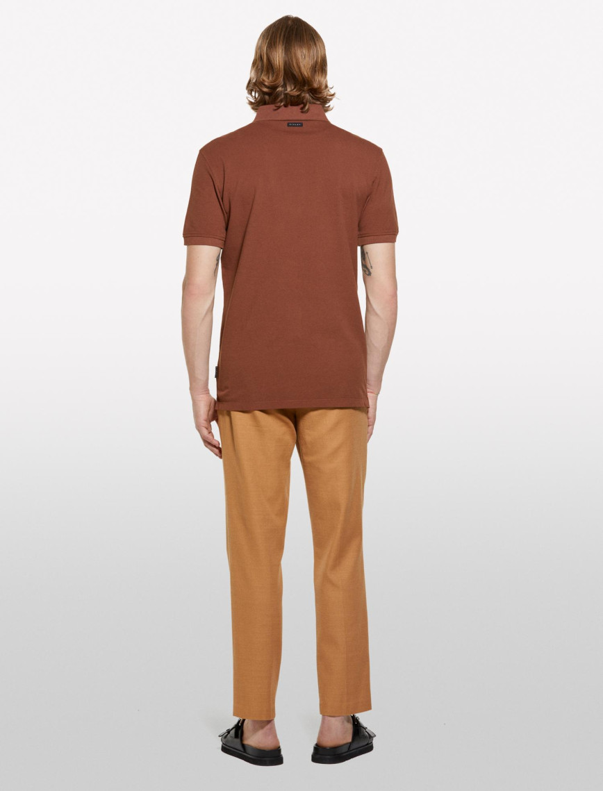 Erkek Kahverengi %100 Pamuk Regular Fit Polo T-Shirt