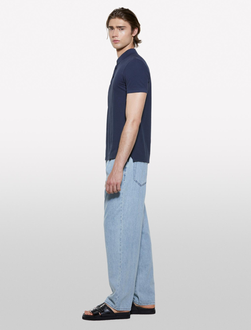 Erkek Koyu Lacivert %100 Pamuk Regular Fit Polo T-Shirt