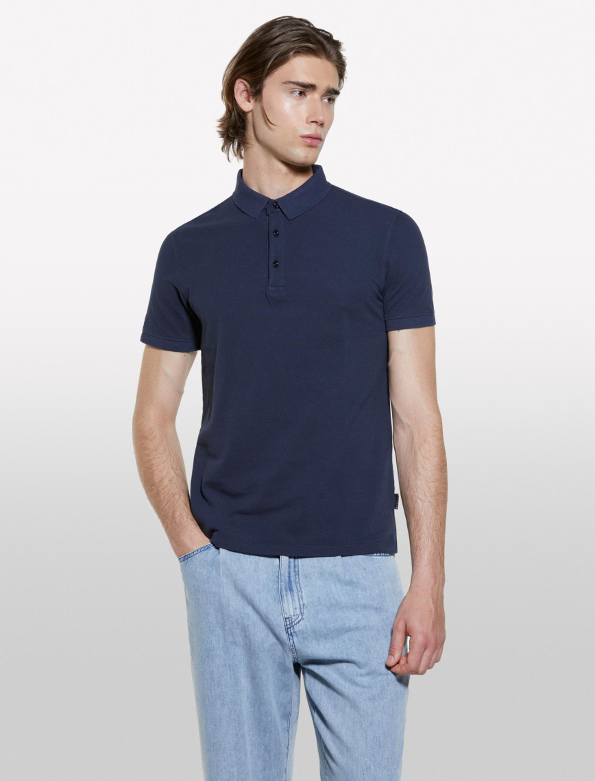 Erkek Koyu Lacivert %100 Pamuk Regular Fit Polo T-Shirt