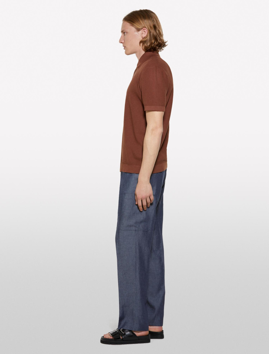 Erkek Kahverengi %100 Pamuk Triko Polo T-Shirt