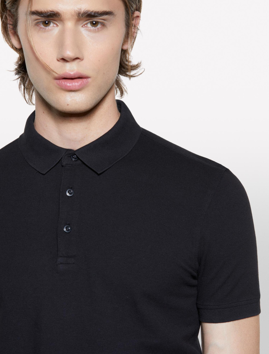 Erkek Siyah %100 Pamuk Regular Fit Polo T-Shirt