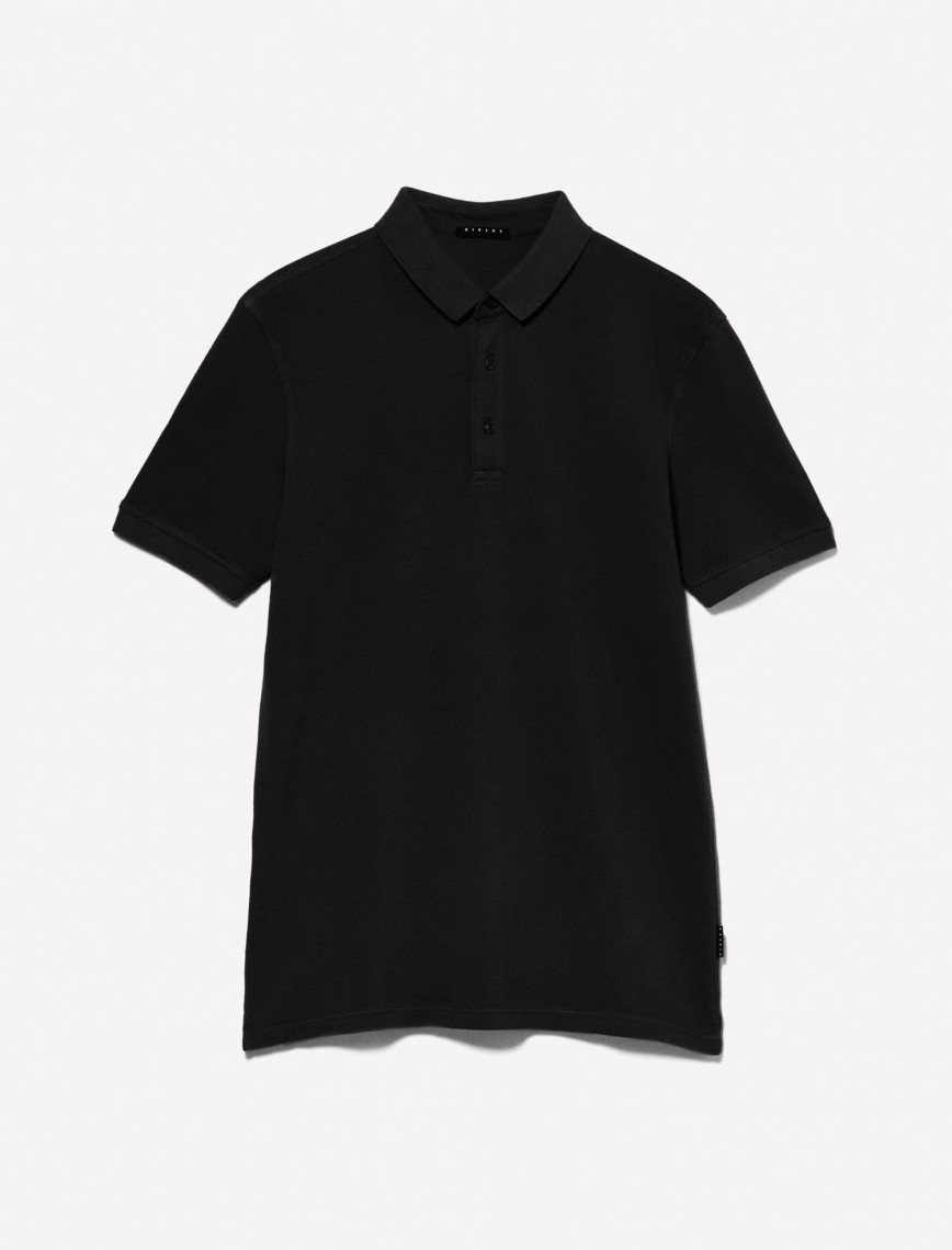 Erkek Siyah %100 Pamuk Regular Fit Polo T-Shirt