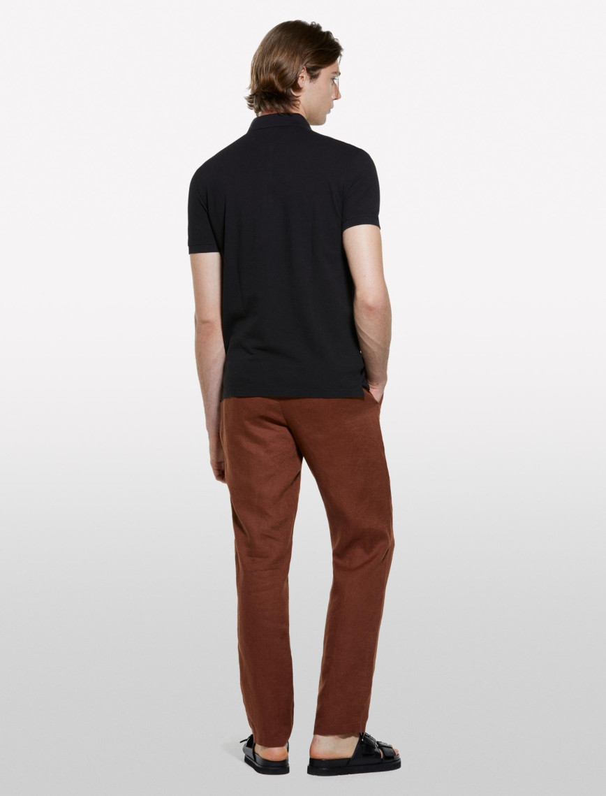 Erkek Siyah %100 Pamuk Regular Fit Polo T-Shirt