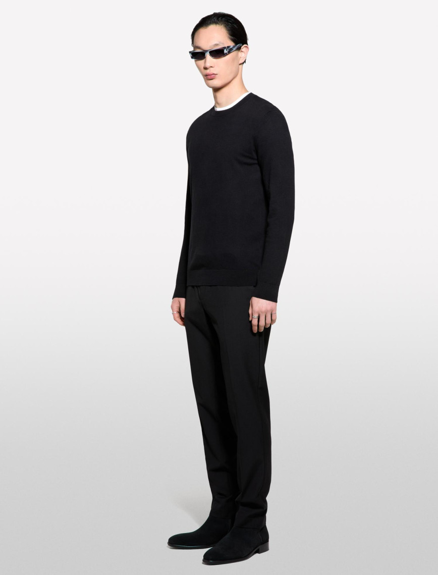 Erkek Siyah Pamuk Karışımlı Normal Kesim Uzun Kollu Ribanalı Kazak Erkek Siyah Pamuk Karışımlı Normal Kesim Uzun Kollu Ribanalı Kazak