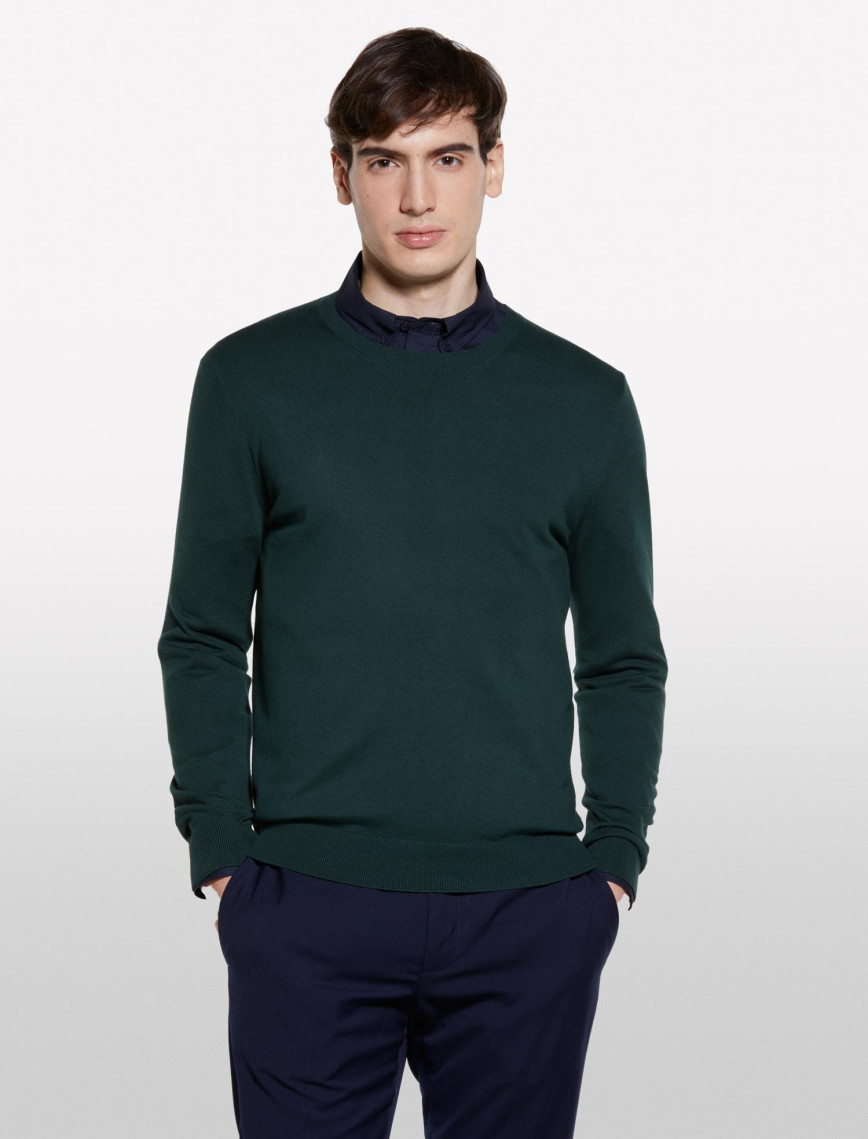 Erkek Koyu Yeşil Pamuk Karışımlı Normal Kesim Uzun Kollu Ribanalı Kazak Erkek Koyu Yeşil Pamuk Karışımlı Normal Kesim Uzun Kollu Ribanalı Kazak