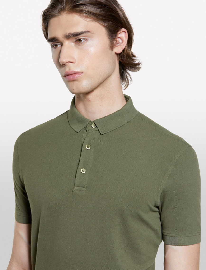 Erkek Asker Yeşili %100 Pamuk Regular Fit Polo T-Shirt