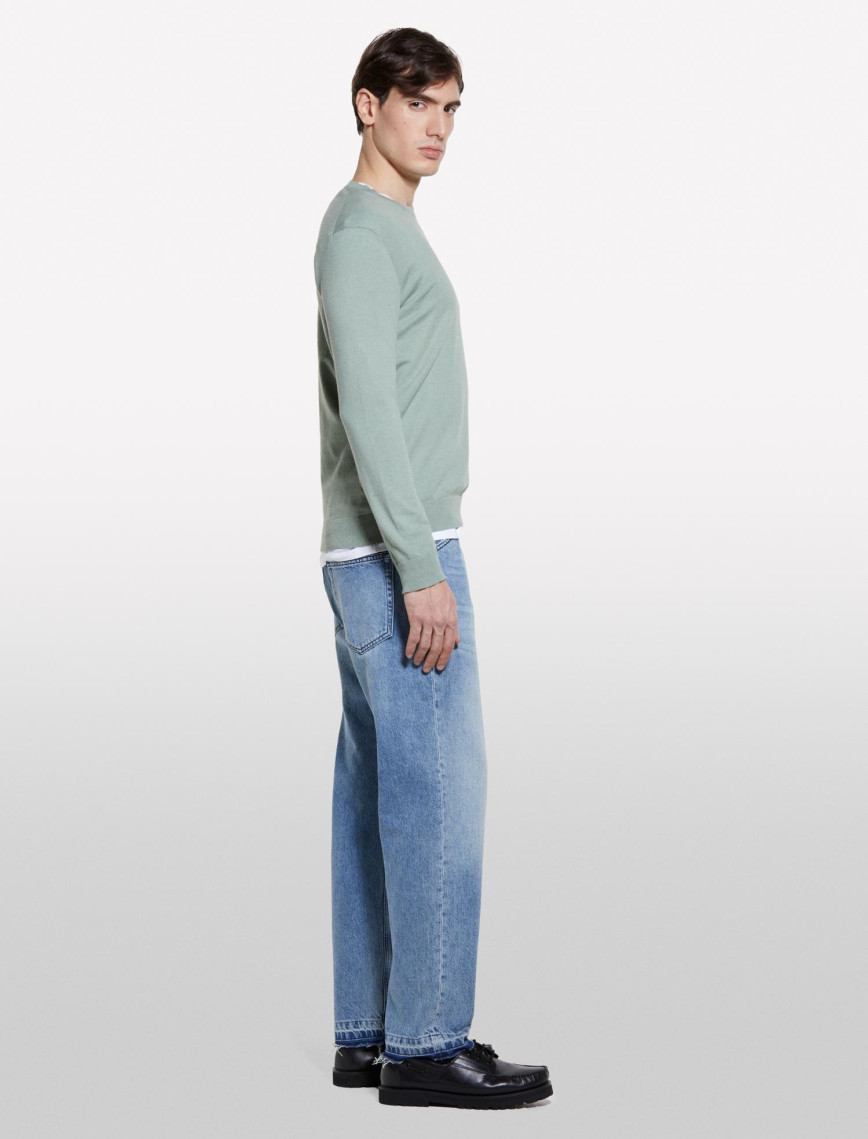 Erkek Haki Pamuk Karışımlı Normal Kesim Uzun Kollu Ribanalı Kazak Erkek Haki Pamuk Karışımlı Normal Kesim Uzun Kollu Ribanalı Kazak