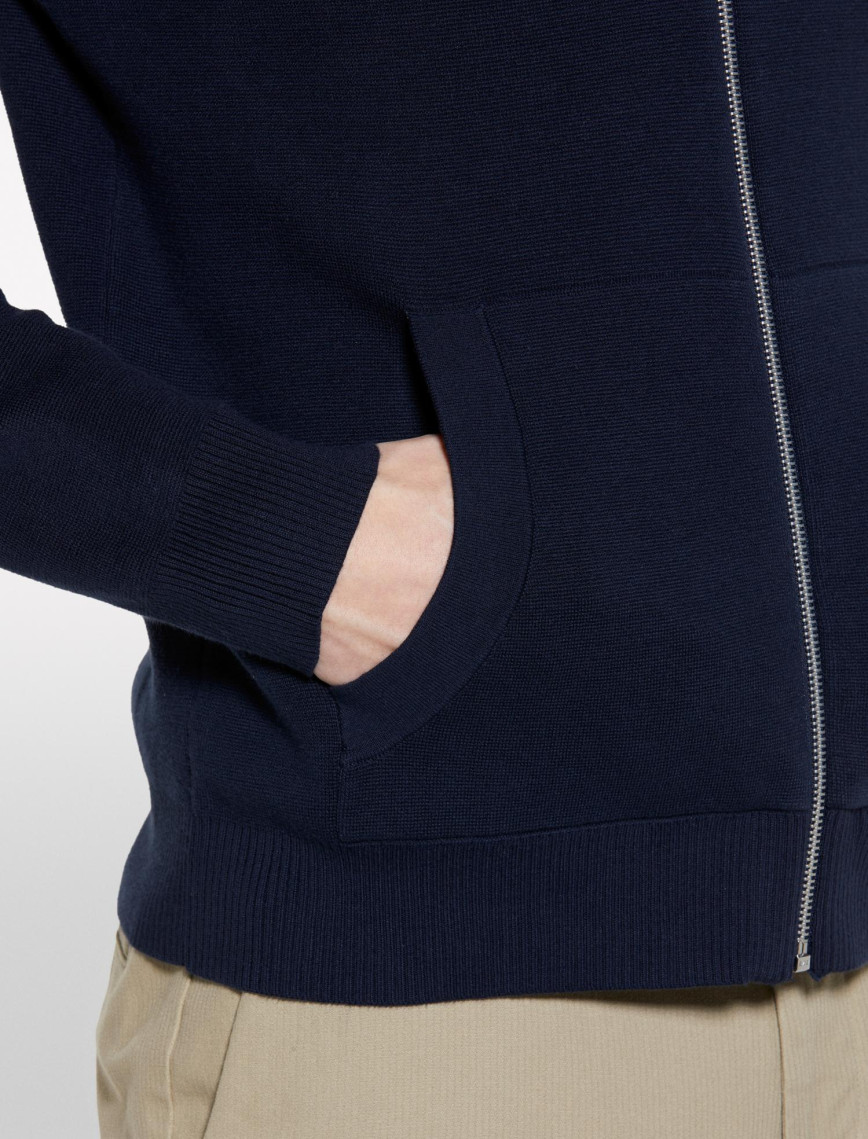 Erkek Koyu Lacivert Pamuk Karışımlı Fermuarlı Bomber Hırka Erkek Koyu Lacivert Pamuk Karışımlı Fermuarlı Bomber Hırka