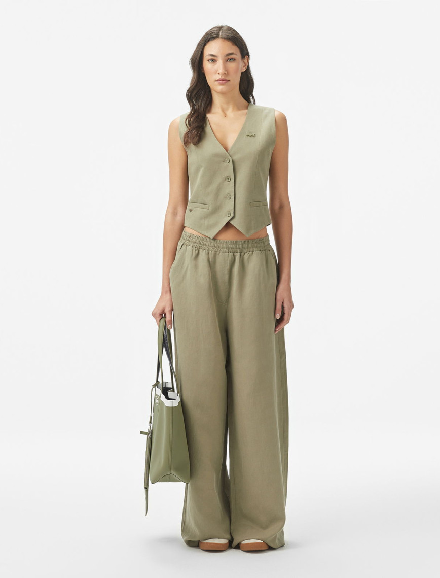 Lacoste Kadın Slim Fit Haki Yelek Lacoste Kadın Slim Fit Haki Yelek