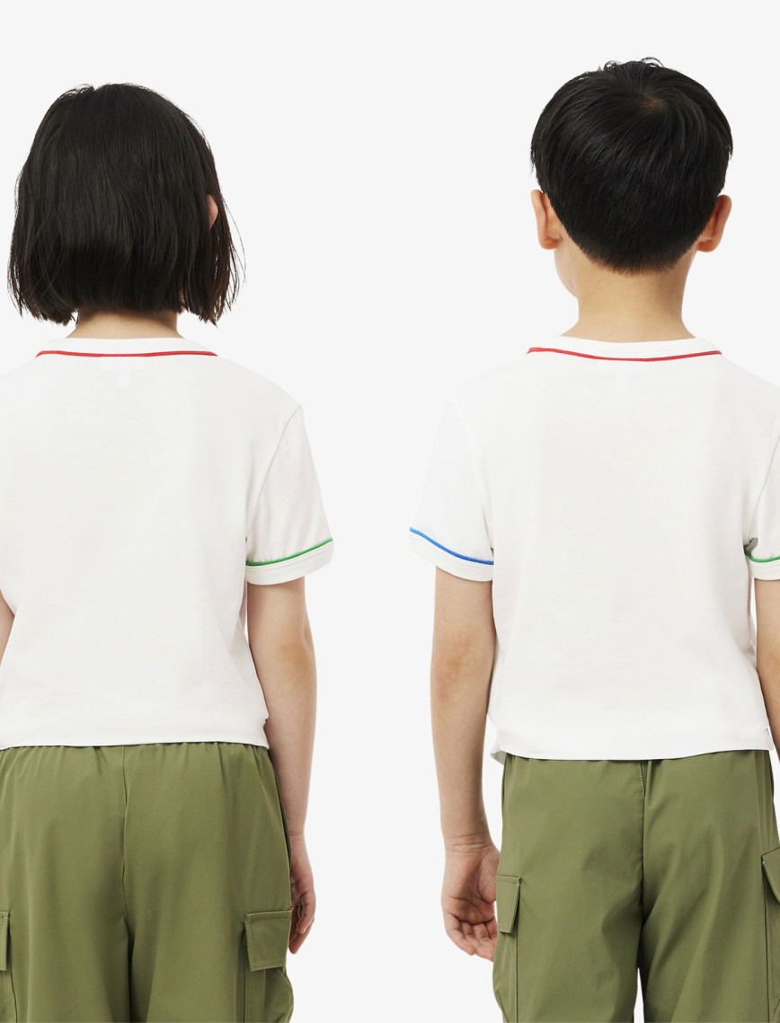 Lacoste Çocuk Bisiklet Yaka Krem T-Shirt Lacoste Çocuk Bisiklet Yaka Krem T-Shirt