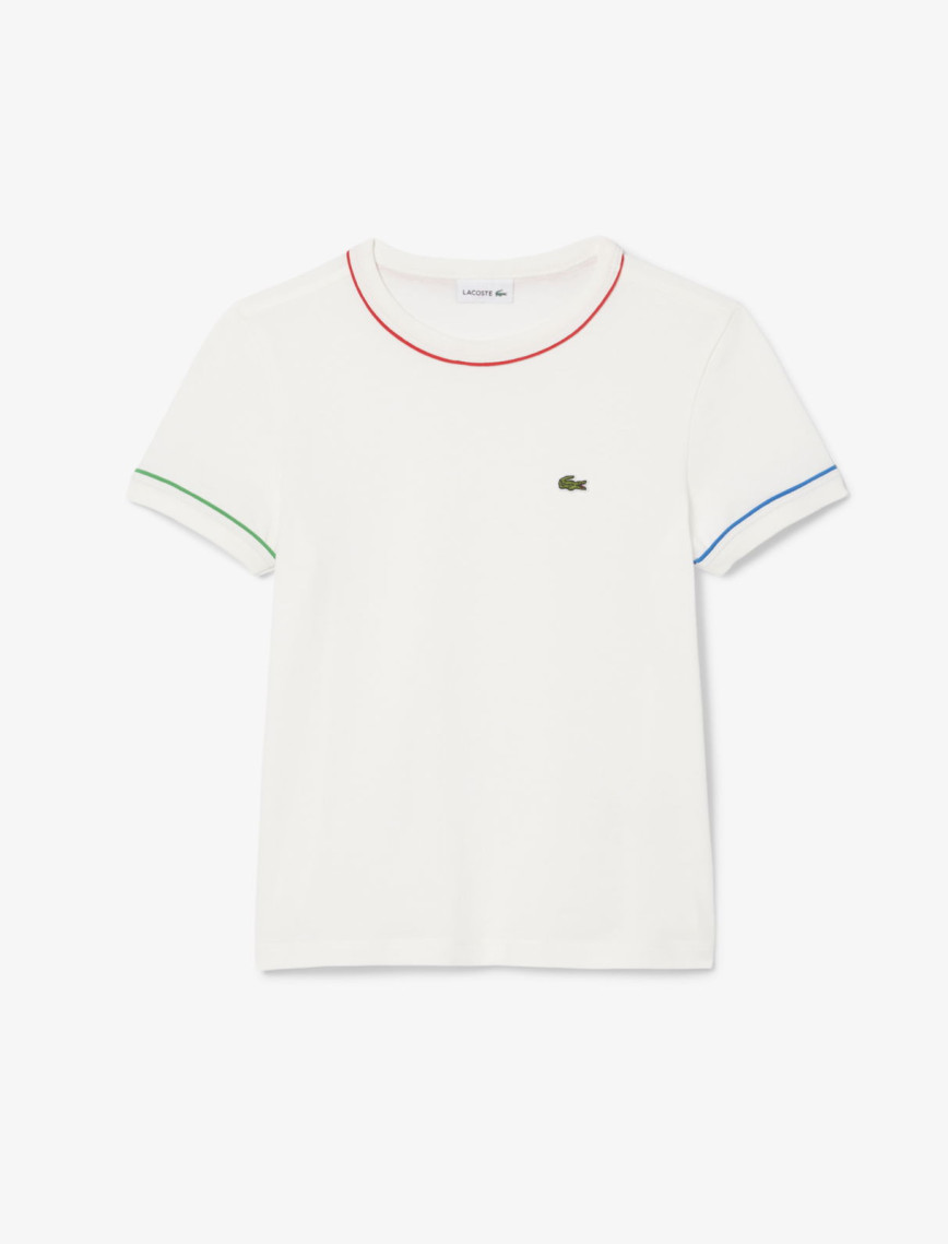 Lacoste Çocuk Bisiklet Yaka Krem T-Shirt Lacoste Çocuk Bisiklet Yaka Krem T-Shirt