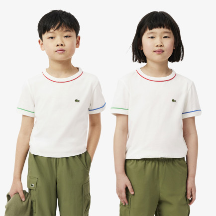 Lacoste Çocuk Bisiklet Yaka Krem T-Shirt Lacoste Çocuk Bisiklet Yaka Krem T-Shirt