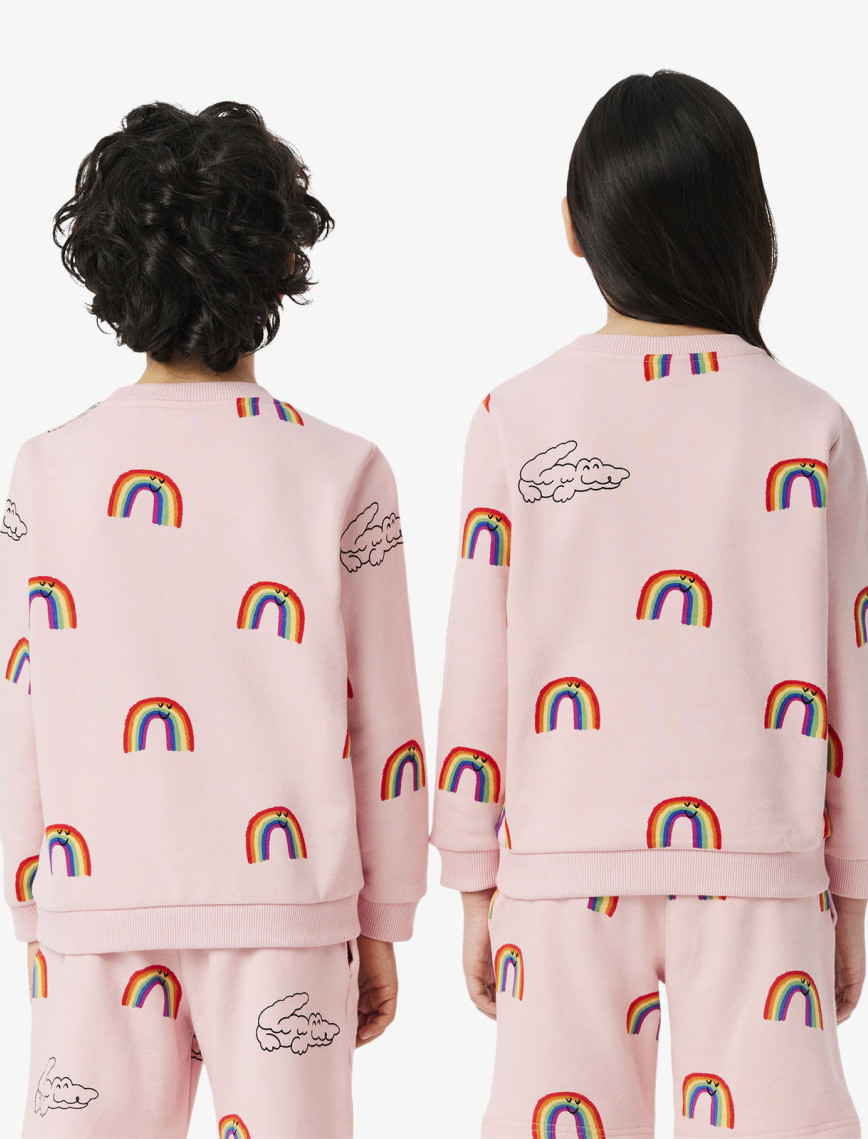 Lacoste Çocuk Bisiklet Yaka Desenli Pembe Sweatshirt Lacoste Çocuk Bisiklet Yaka Desenli Pembe Sweatshirt