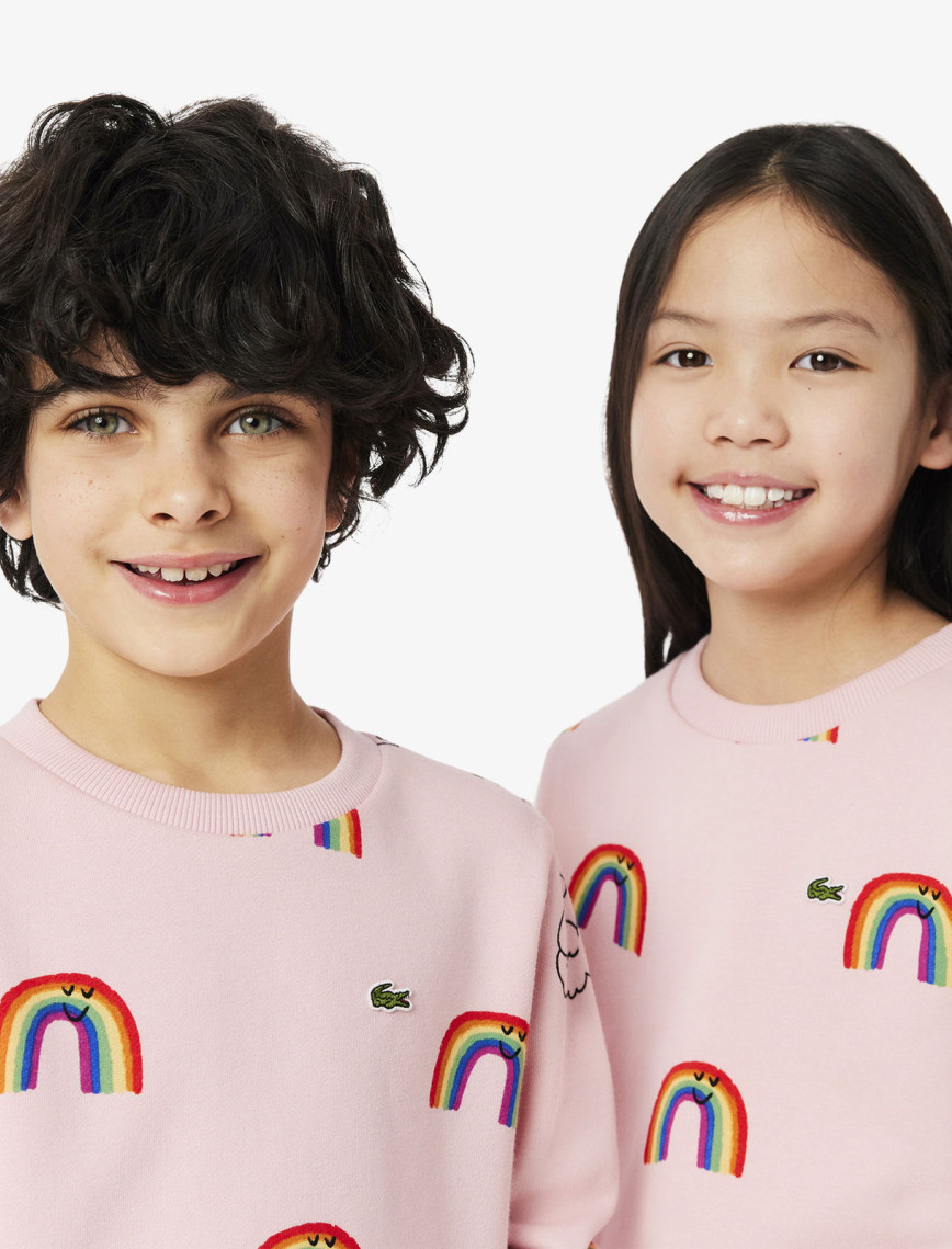 Lacoste Çocuk Bisiklet Yaka Desenli Pembe Sweatshirt Lacoste Çocuk Bisiklet Yaka Desenli Pembe Sweatshirt