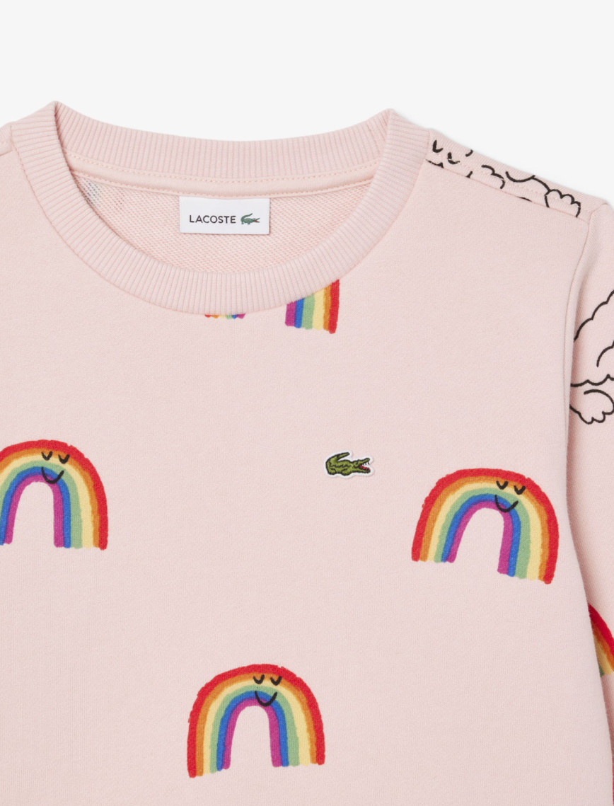 Lacoste Çocuk Bisiklet Yaka Desenli Pembe Sweatshirt Lacoste Çocuk Bisiklet Yaka Desenli Pembe Sweatshirt