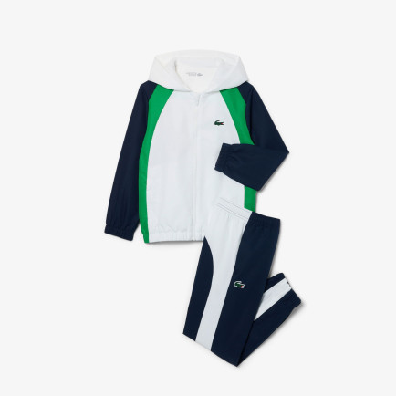 Lacoste Çocuk Kapüşonlu Renk Bloklu Beyaz Eşofman Takımı Lacoste Çocuk Kapüşonlu Renk Bloklu Beyaz Eşofman Takımı