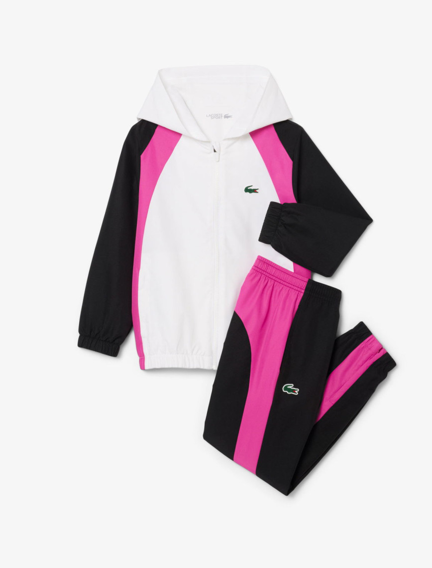 Lacoste Çocuk Kapüşonlu Renk Bloklu Beyaz Eşofman Takımı Lacoste Çocuk Kapüşonlu Renk Bloklu Beyaz Eşofman Takımı