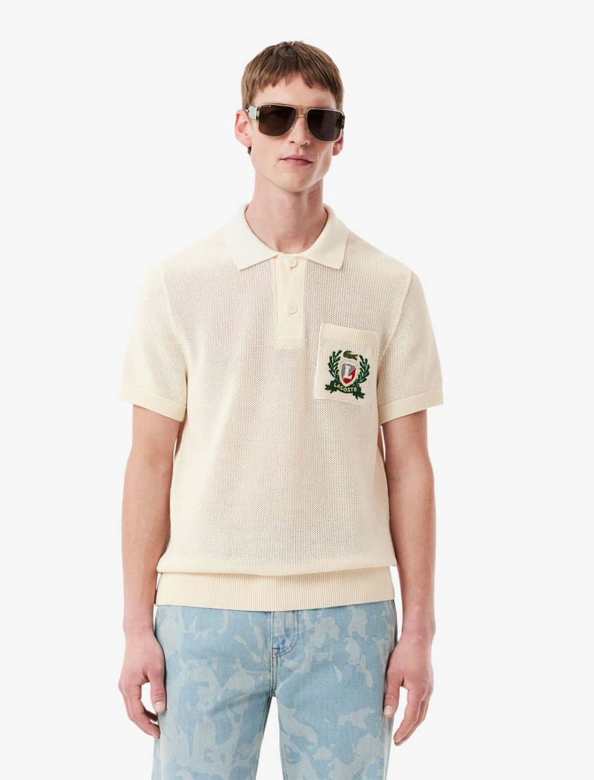 Lacoste Erkek Kısa Kollu Polo Yaka Krem Triko Lacoste Erkek Kısa Kollu Polo Yaka Krem Triko