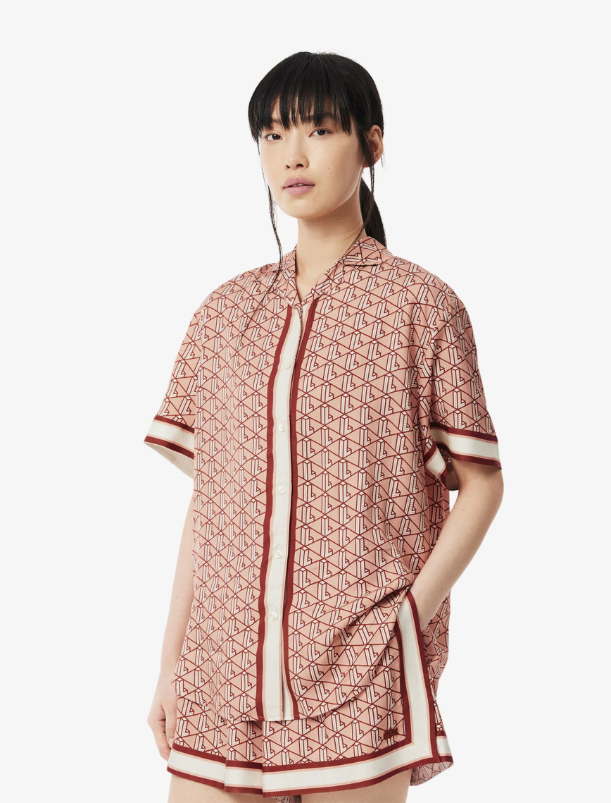 Lacoste Kadın Oversize Fit Kısa Kollu Monogram Turuncu Gömlek Lacoste Kadın Oversize Fit Kısa Kollu Monogram Turuncu Gömlek