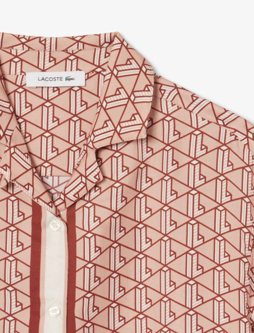 Lacoste Kadın Oversize Fit Kısa Kollu Monogram Turuncu Gömlek Lacoste Kadın Oversize Fit Kısa Kollu Monogram Turuncu Gömlek