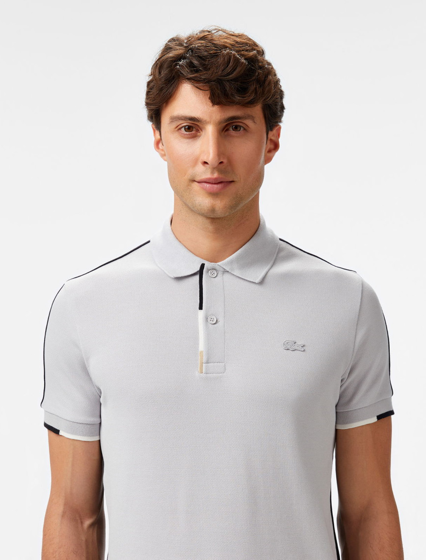 Lacoste Erkek Regular Fit Renk Bloklu Gri Polo Lacoste Erkek Regular Fit Renk Bloklu Gri Polo