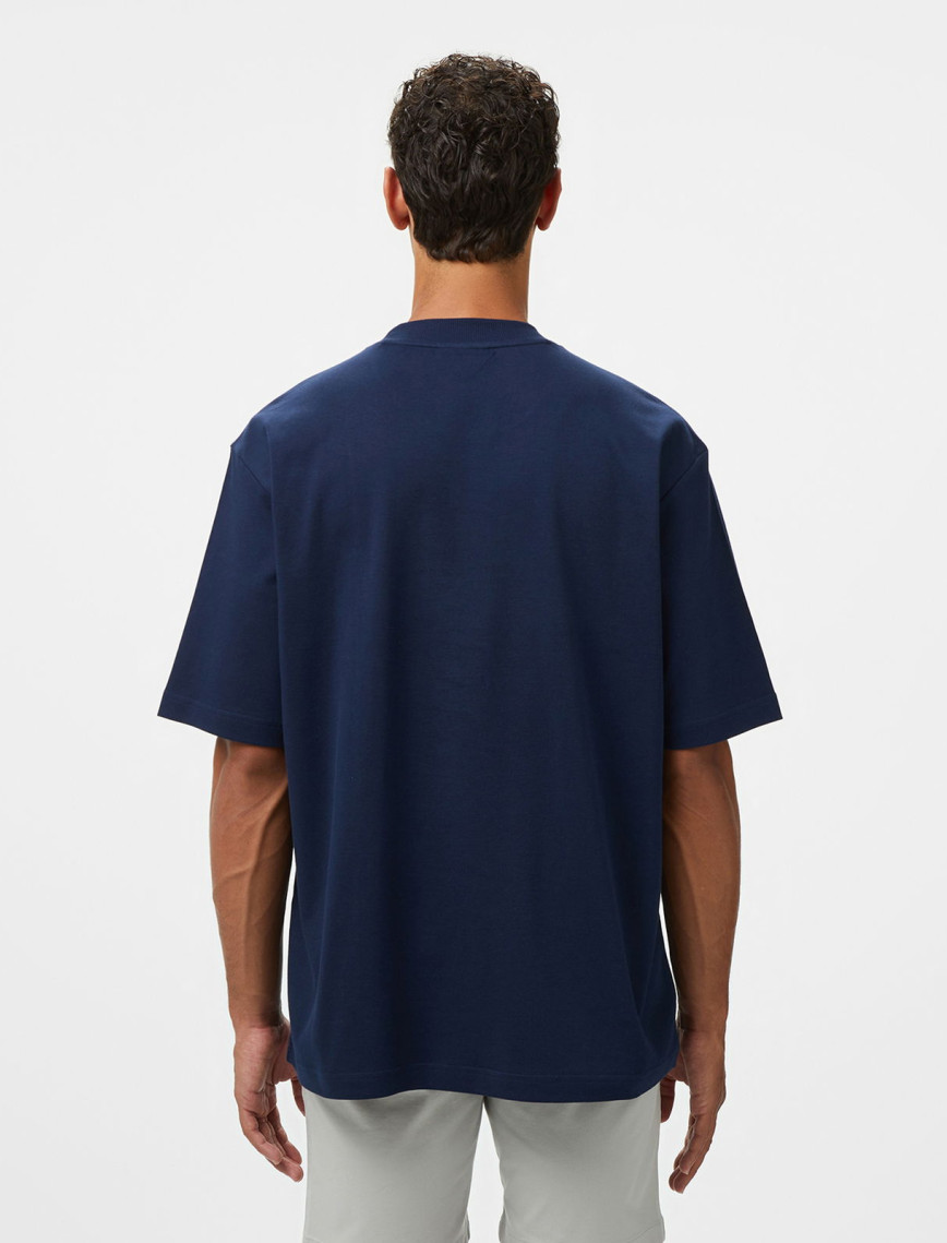 Lacoste Erkek Bisiklet Yaka Baskılı Lacivert T-Shirt
