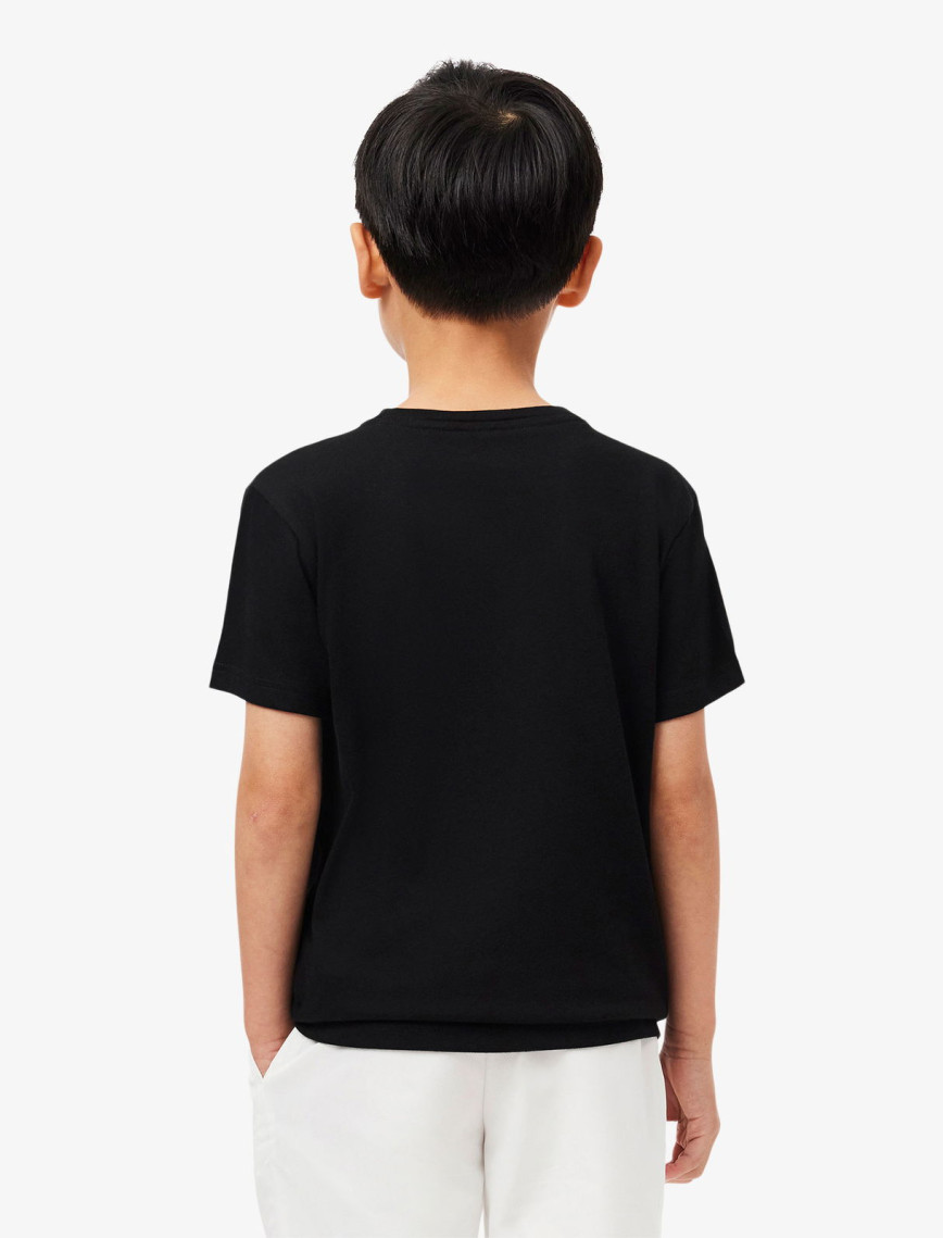 Lacoste Erkek Çocuk Bisiklet Yaka Baskılı Siyah T-Shirt Lacoste Erkek Çocuk Bisiklet Yaka Baskılı Siyah T-Shirt