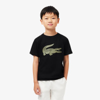 Lacoste Erkek Çocuk Bisiklet Yaka Baskılı Siyah T-Shirt Lacoste Erkek Çocuk Bisiklet Yaka Baskılı Siyah T-Shirt