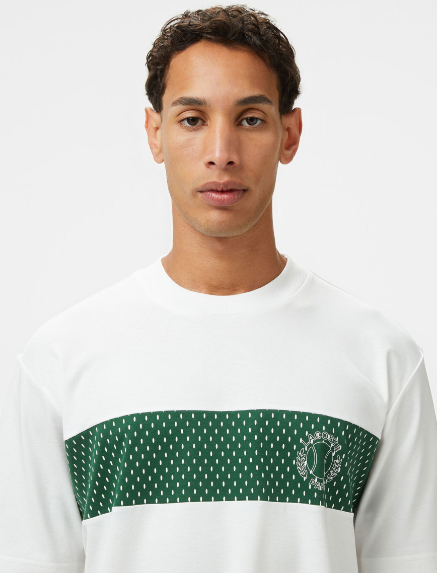 Lacoste Erkek Bisiklet Yaka Baskılı Beyaz T-Shirt Lacoste Erkek Bisiklet Yaka Baskılı Beyaz T-Shirt
