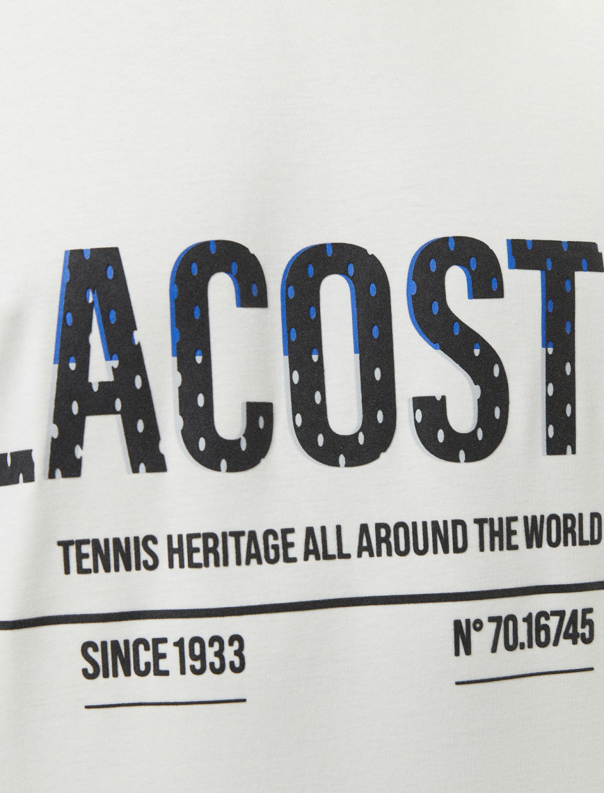 Lacoste Erkek Slim Fit Bisiklet Yaka Baskılı Beyaz T-Shirt Lacoste Erkek Slim Fit Bisiklet Yaka Baskılı Beyaz T-Shirt