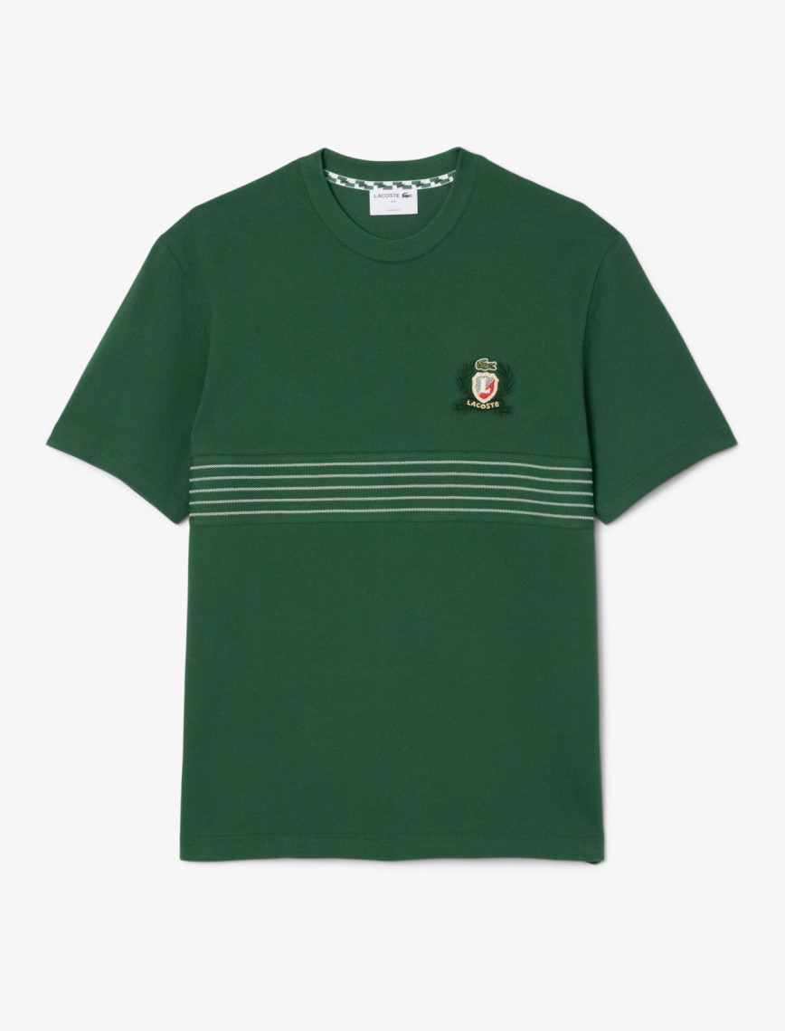 Lacoste Erkek Classic Fit Bisiklet Yaka Desenli Koyu Yeşil T-Shirt Lacoste Erkek Classic Fit Bisiklet Yaka Desenli Koyu Yeşil T-Shirt