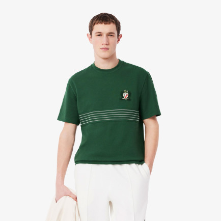 Lacoste Erkek Classic Fit Bisiklet Yaka Desenli Koyu Yeşil T-Shirt Lacoste Erkek Classic Fit Bisiklet Yaka Desenli Koyu Yeşil T-Shirt