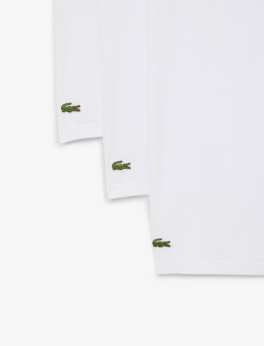 Lacoste Erkek Slim Fit Kısa Kollu V Yaka 3'lü Beyaz Pijama Üstü Lacoste Erkek Slim Fit Kısa Kollu V Yaka 3'lü Beyaz Pijama Üstü