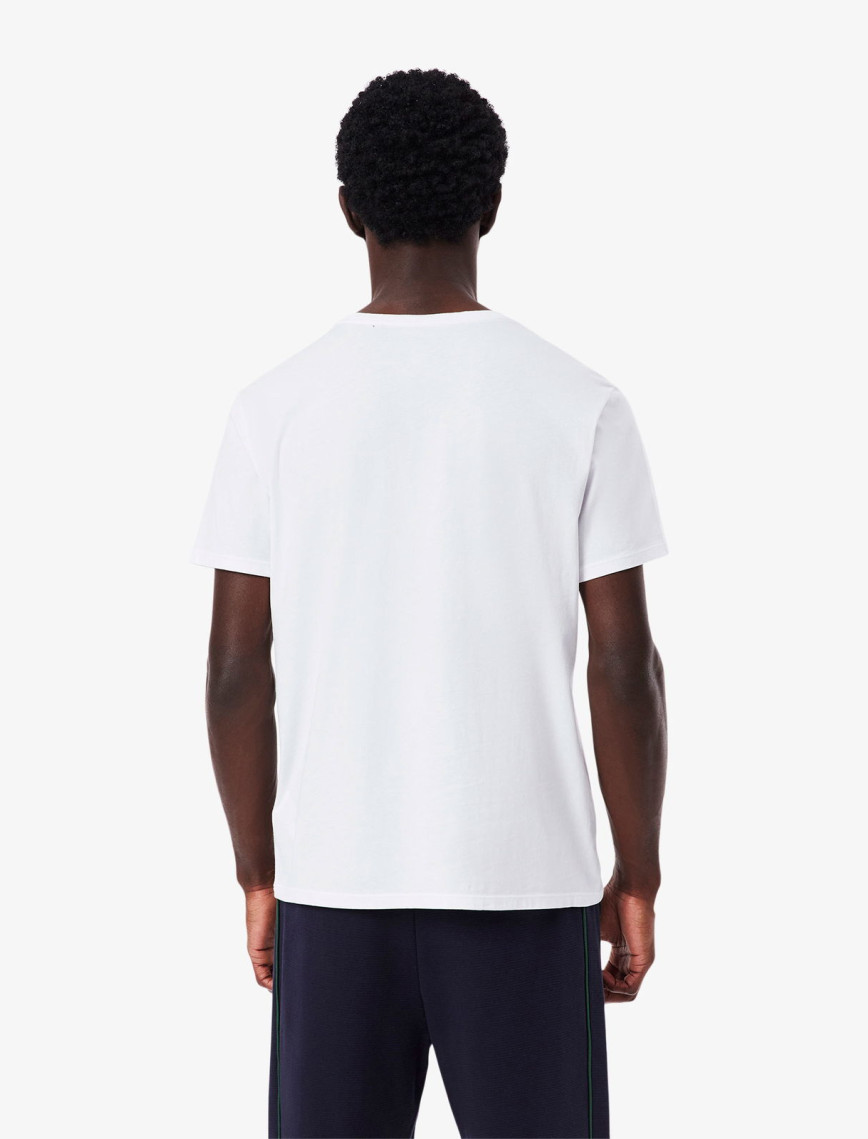 Lacoste Erkek Slim Fit Kısa Kollu V Yaka 3'lü Beyaz Pijama Üstü Lacoste Erkek Slim Fit Kısa Kollu V Yaka 3'lü Beyaz Pijama Üstü