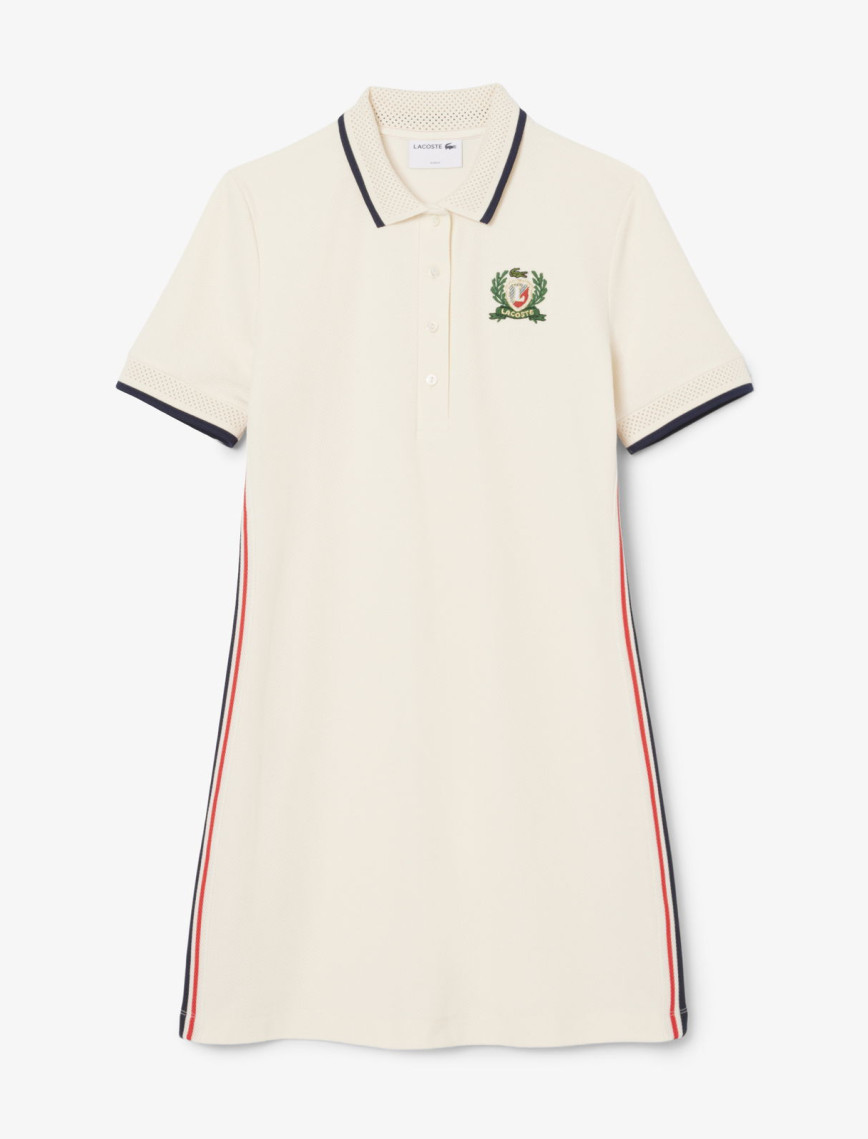 Lacoste Kadın Slim Fit Kısa Kollu Polo Yaka Renk Bloklu Krem Elbise Lacoste Kadın Slim Fit Kısa Kollu Polo Yaka Renk Bloklu Krem Elbise