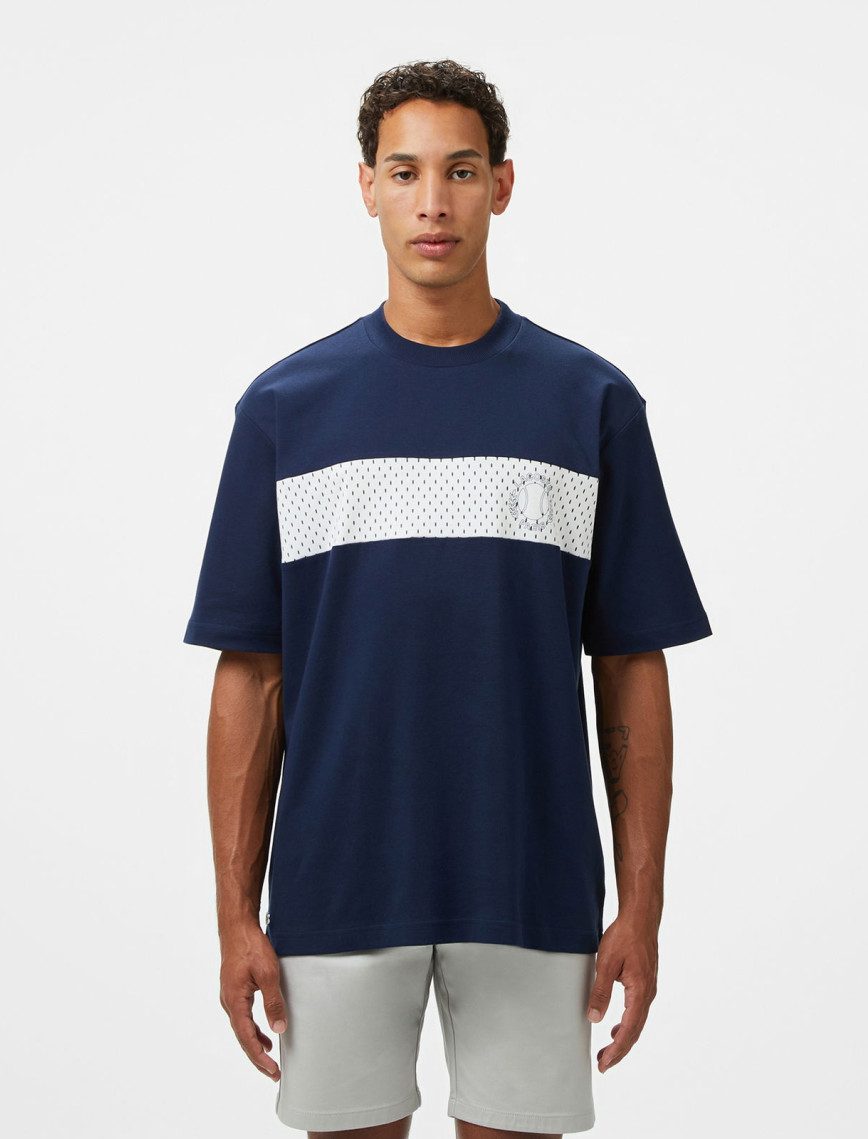 Lacoste Erkek Bisiklet Yaka Baskılı Lacivert T-Shirt