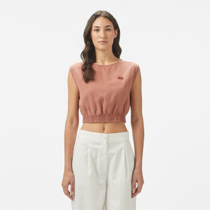 Lacoste Kadın Regular Fit Kolsuz Bisiklet Yaka Kahverengi Bluz Lacoste Kadın Regular Fit Kolsuz Bisiklet Yaka Kahverengi Bluz