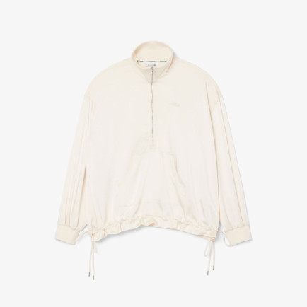 Lacoste Kadın Oversize Fit Yarım Fermuarlı Krem Sweatshirt Lacoste Kadın Oversize Fit Yarım Fermuarlı Krem Sweatshirt