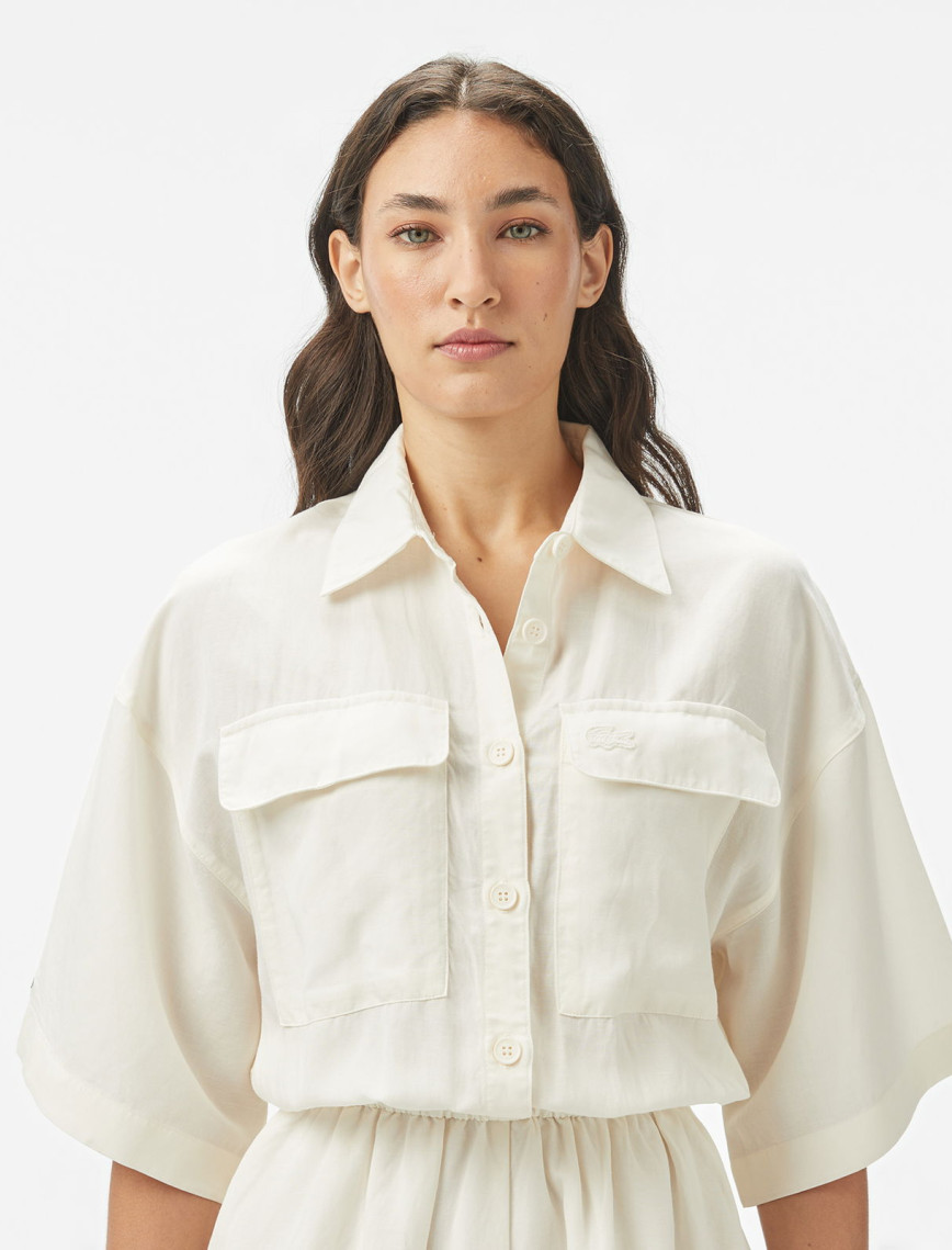 Lacoste Kadın Flare Fit Kısa Kollu Gömlek Yaka Beyaz Elbise Lacoste Kadın Flare Fit Kısa Kollu Gömlek Yaka Beyaz Elbise