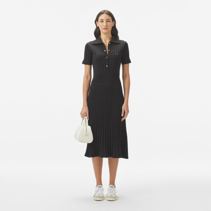 Lacoste Kadın Flare Fit Kısa Kollu Polo Yaka Siyah Elbise Lacoste Kadın Flare Fit Kısa Kollu Polo Yaka Siyah Elbise