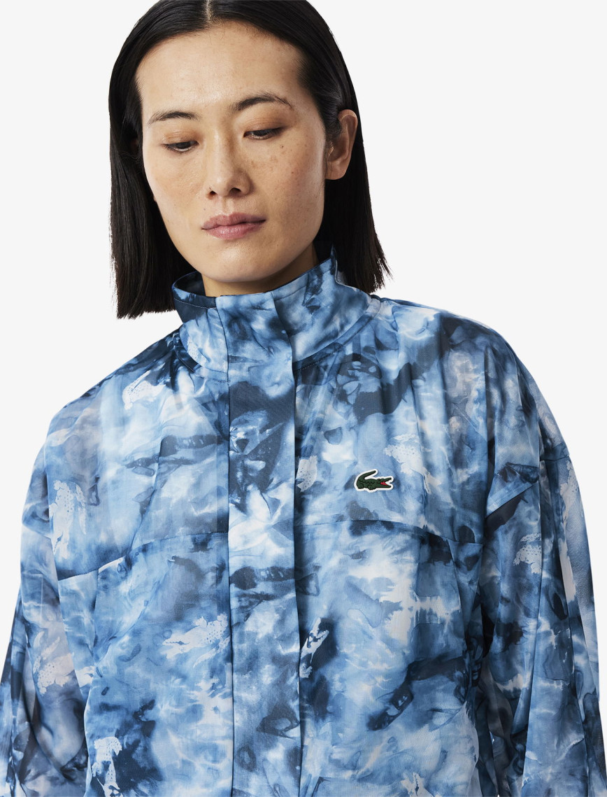 Lacoste Kadın Relaxed Fit Dik Yaka Desenli Mavi Ceket Lacoste Kadın Relaxed Fit Dik Yaka Desenli Mavi Ceket