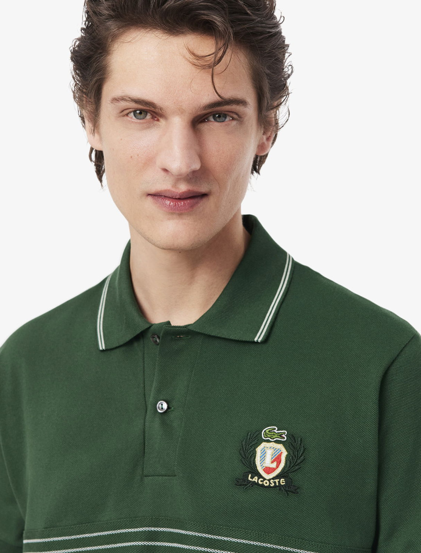 Lacoste Erkek Classic Fit Çizgili Yeşil Polo Lacoste Erkek Classic Fit Çizgili Yeşil Polo