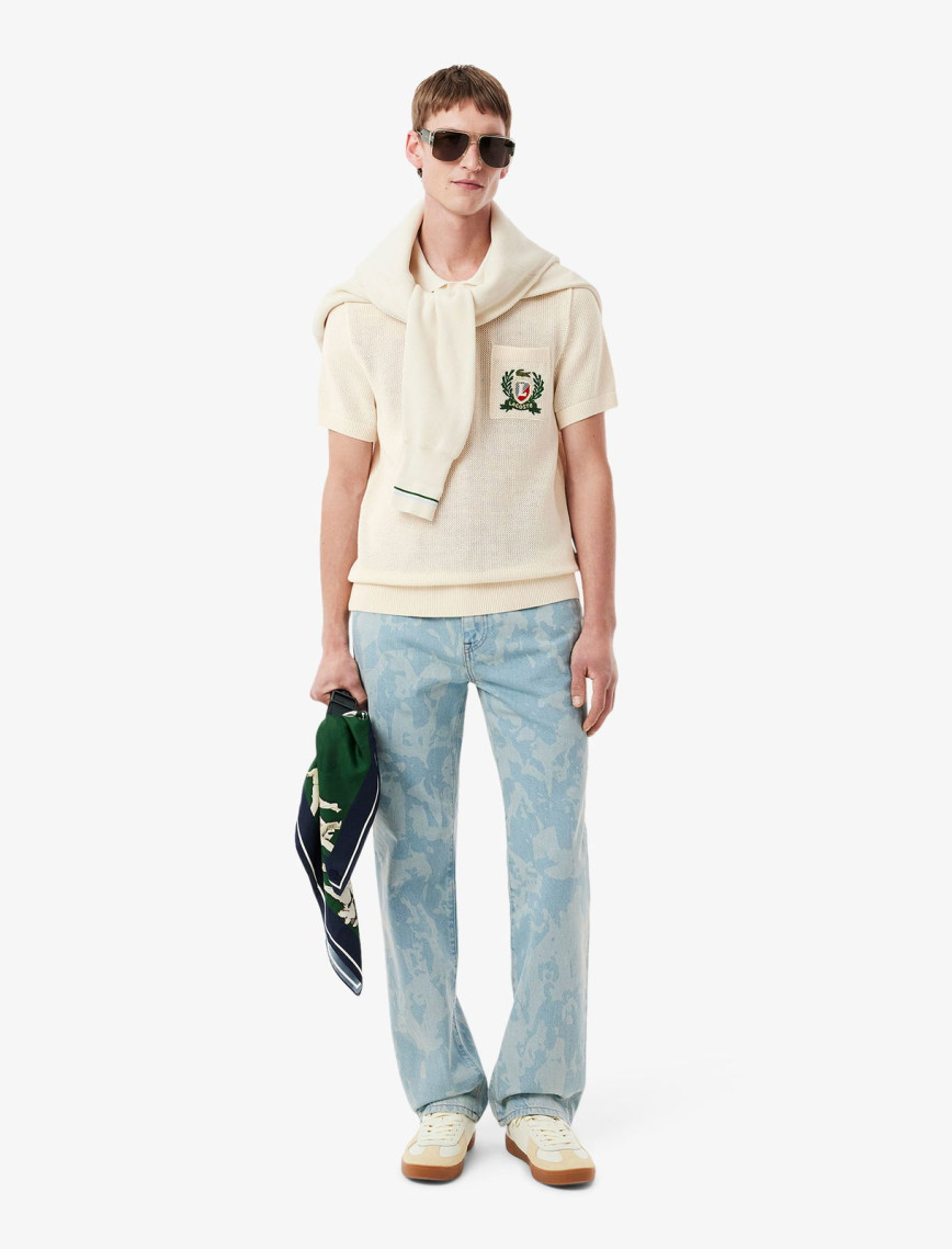 Lacoste Erkek Kısa Kollu Polo Yaka Krem Triko Lacoste Erkek Kısa Kollu Polo Yaka Krem Triko