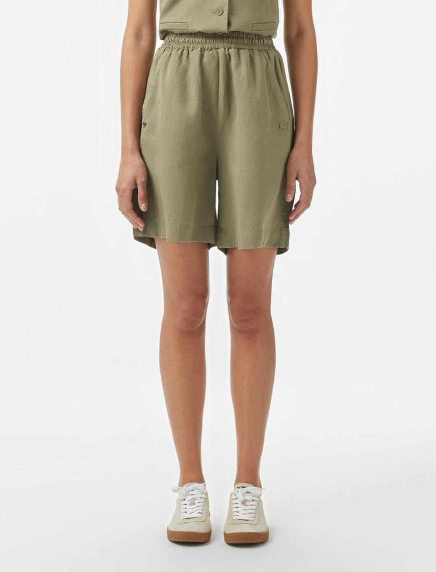 Lacoste Kadın Regular Fit Haki Bermuda Şort Lacoste Kadın Regular Fit Haki Bermuda Şort