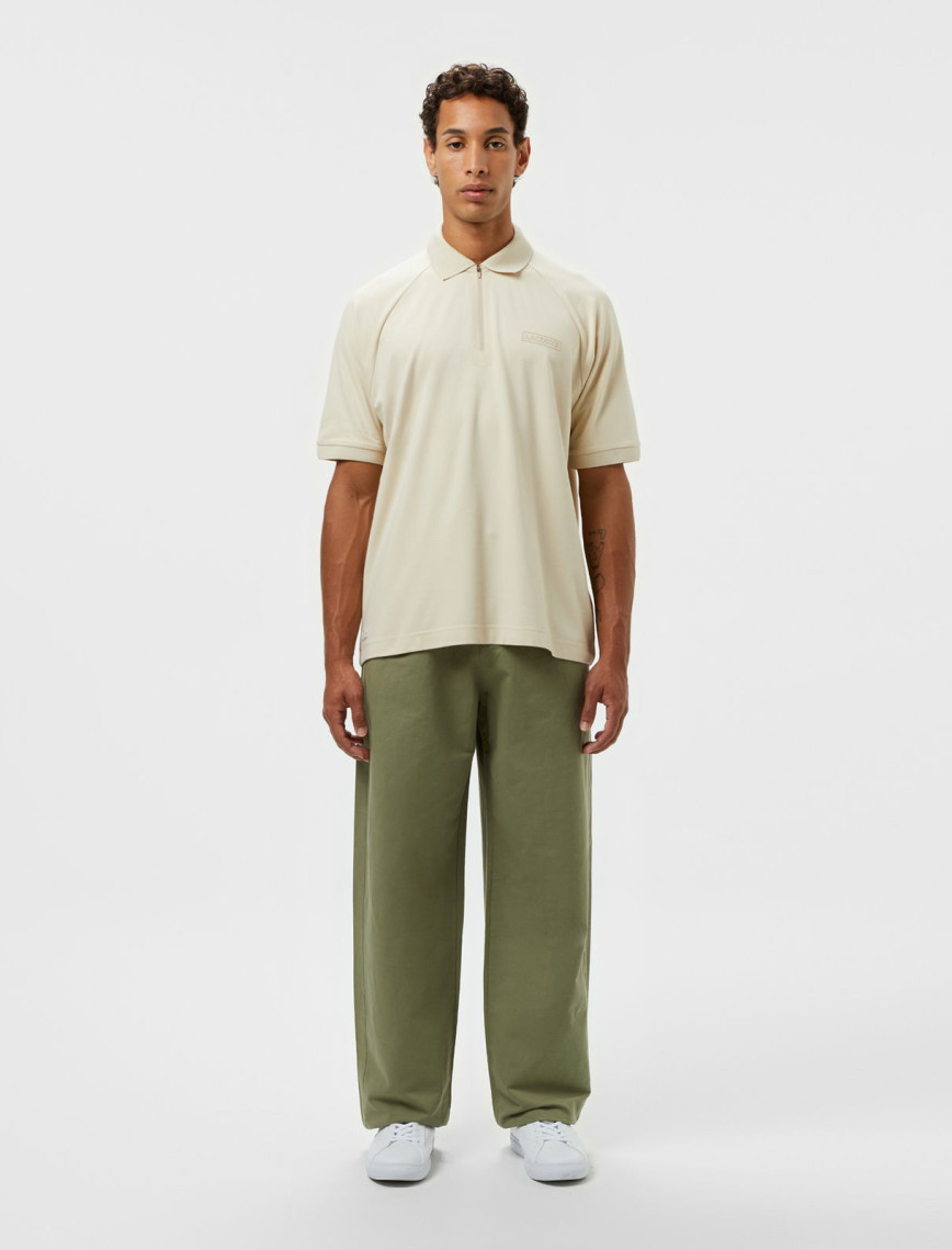 Lacoste Erkek Oversize Fit Yarım Fermuarlı Bej Polo Lacoste Erkek Oversize Fit Yarım Fermuarlı Bej Polo