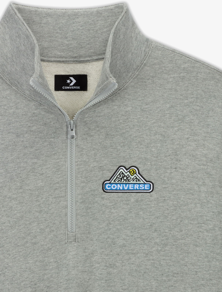 Converse Erkek Loose Fit Yarım Fermuarlı Gri Sweatshirt Converse Erkek Loose Fit Yarım Fermuarlı Gri Sweatshirt