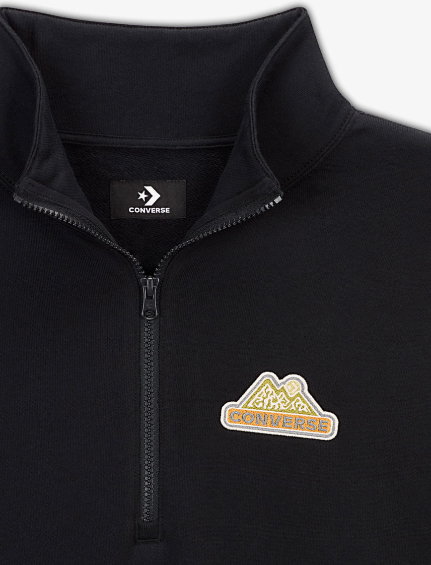 Converse Erkek Loose Fit Yarım Fermuarlı Siyah Sweatshirt Converse Erkek Loose Fit Yarım Fermuarlı Siyah Sweatshirt