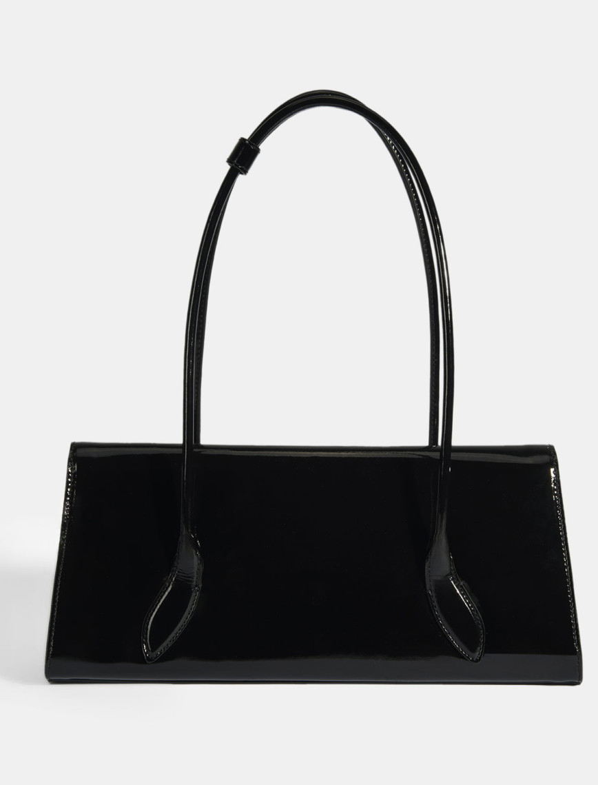 Siyah Kadın Yaprak Detaylı Deri Omuz Çantası