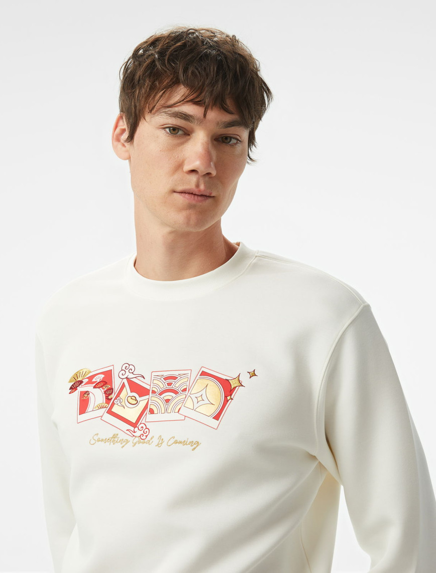 Anta CNY Good Luck Erkek Bej Sweatshirt Anta CNY Good Luck Erkek Bej Sweatshirt